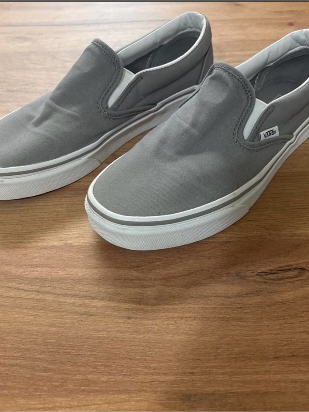 Vans Classic Slip-On Canvas Sneakers in Gray with White Sole
